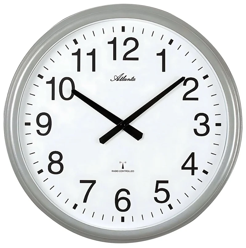 Atlanta Wanduhr 42,5 cm Ø Kunststoff • Präzise Funkzeit • Feuchtigkeits- & Wasserschutz