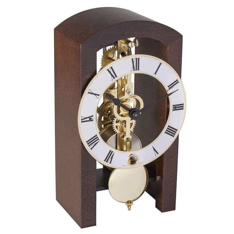 Hermle Tischuhr 18x9x11 cm Holz • Mechanisches Skelettwerk • Elegantes Design