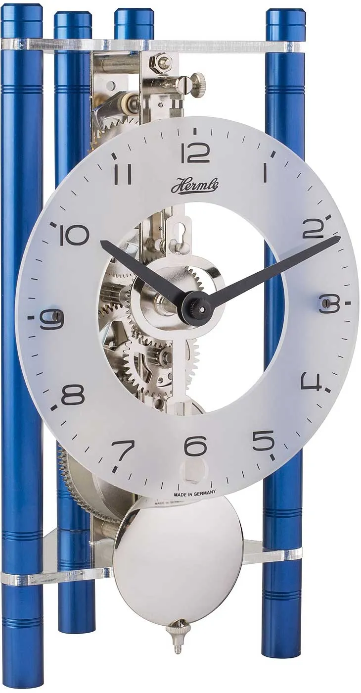Hermle Tischuhr 19,5x11x9 cm Aluminium • 8-Tage-Skelettwerk • Puristisches Design
