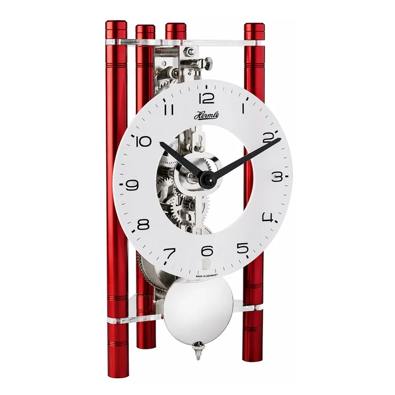Hermle Tischuhr 19,5x11x9 cm Aluminium • Mechanisches 8-Tage Skelettwerk • Modernes Design