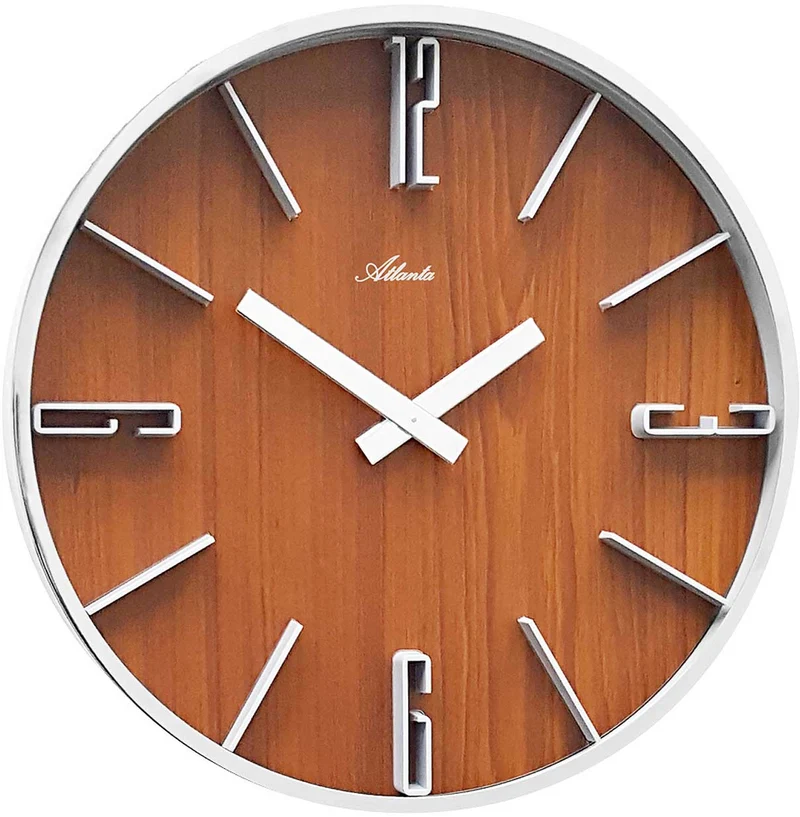 Atlanta Wanduhr 30 cm Ø Metall/Glas • Modernes Design • Geräuschloses Uhrwerk