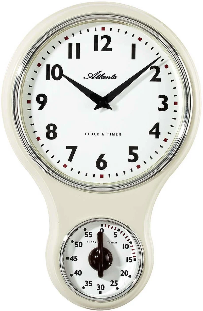 Atlanta Wanduhr 30x19,5x6,5 cm Kunststoff • Integrierter Kurzzeitmesser • Vintage Design