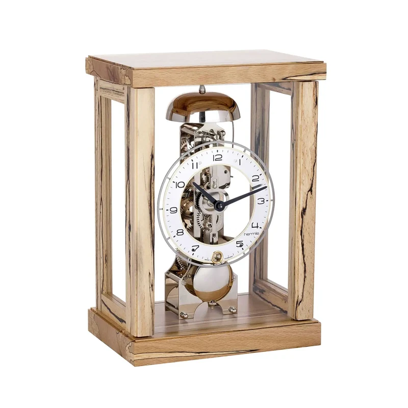 Hermle Tischuhr 26,5x18,5x12,5 cm Holz • Mechanisches Skelettwerk • 14 Tage Gangreserve