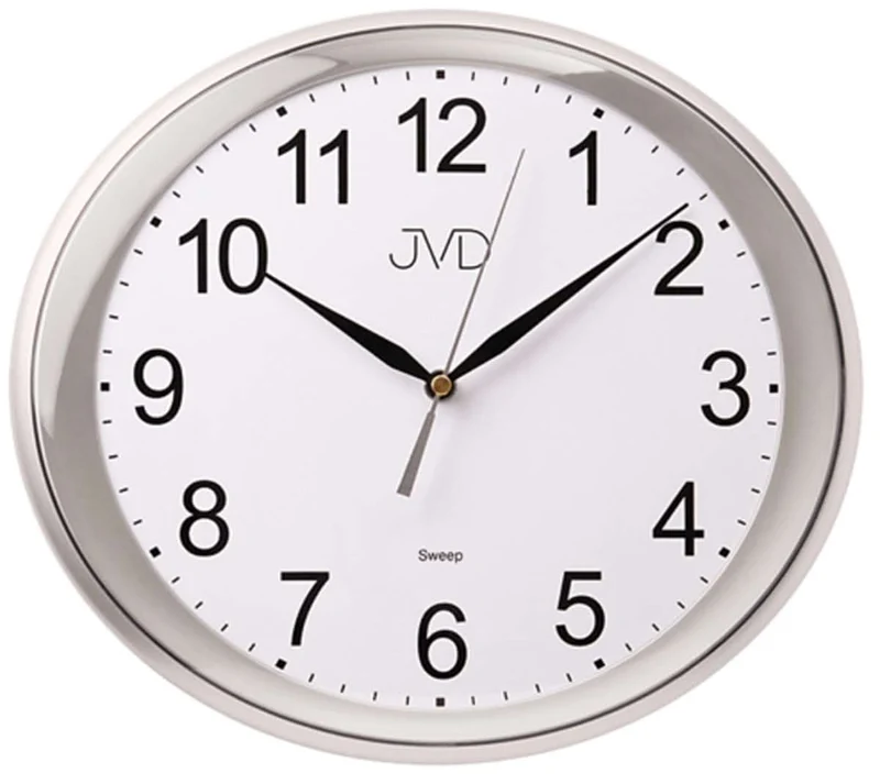 JVD Wanduhr 27x30x3,81 cm Kunststoff • Geräuschloses Quarzwerk • Modernes ovales Design