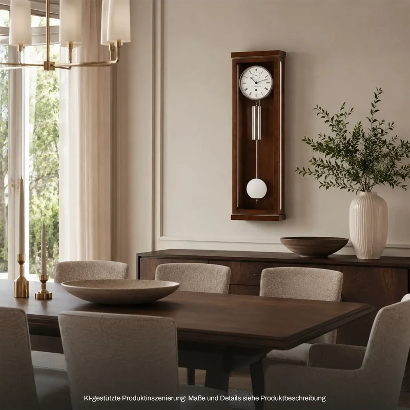 Hermle Wanduhr 88x27x13,5 cm Holz • Präzises 31-Tage-Werk • Edles Walnuss-Finish