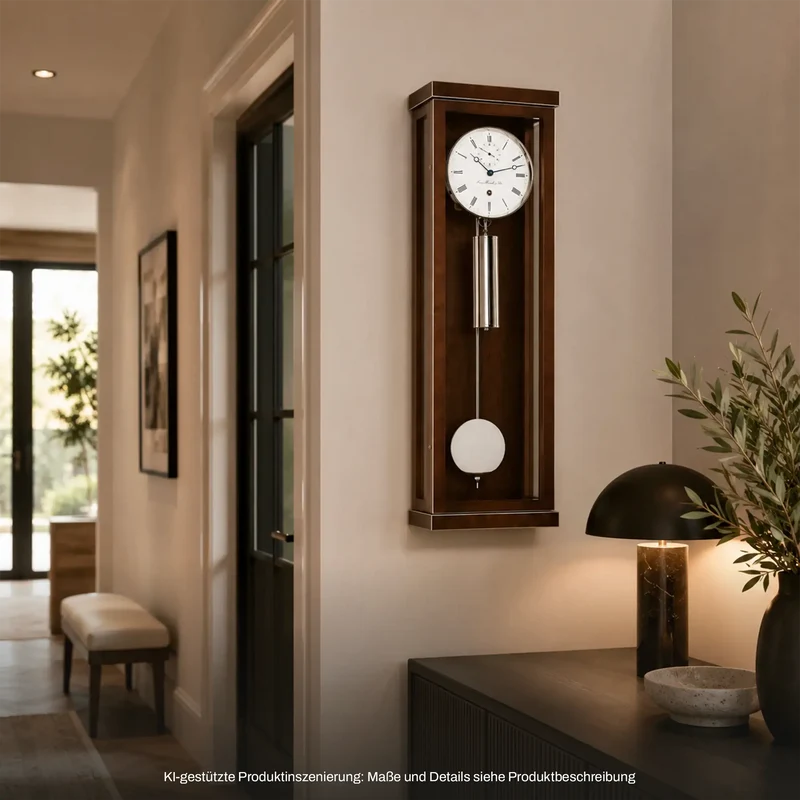 Hermle Wanduhr 88x27x13,5 cm Holz • Präzises 31-Tage-Werk • Edles Walnuss-Finish