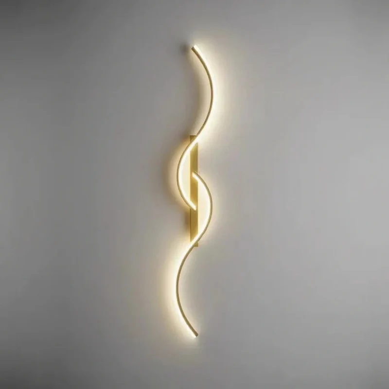 Golvende LED Wandlamp Dimbaar 60-120cm Zwart Goud Modern Design voor Woonkamer Slaapkamer | Sansoti