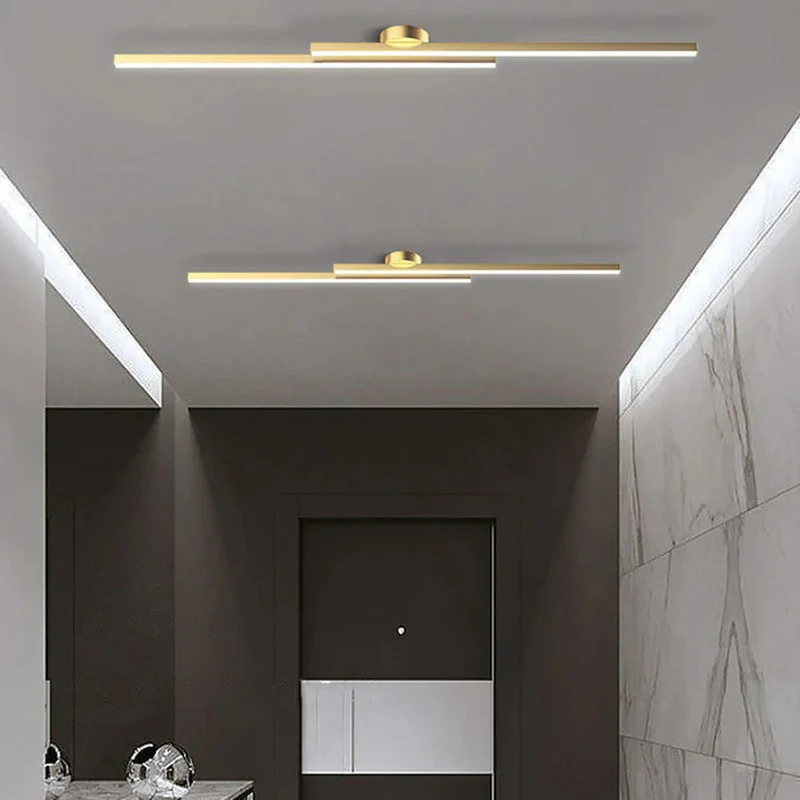 Langwerpige LED Plafondlamp Aluminium Dimbaar Modern 60cm 90cm 120cm Zwart Wit Goud | Sansoti