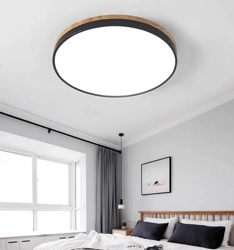 Plafondlamp Hout Rond LED met Acryl – Dimbaar Warm Licht Scandinavisch Design Woonkamer Slaapkamer 30cm 40cm 50cm 60cm | Sansoti