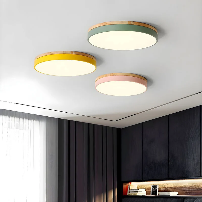 Plafondlamp Hout Rond LED met Acryl – Dimbaar Warm Licht Scandinavisch Design Woonkamer Slaapkamer 30cm 40cm 50cm 60cm | Sansoti