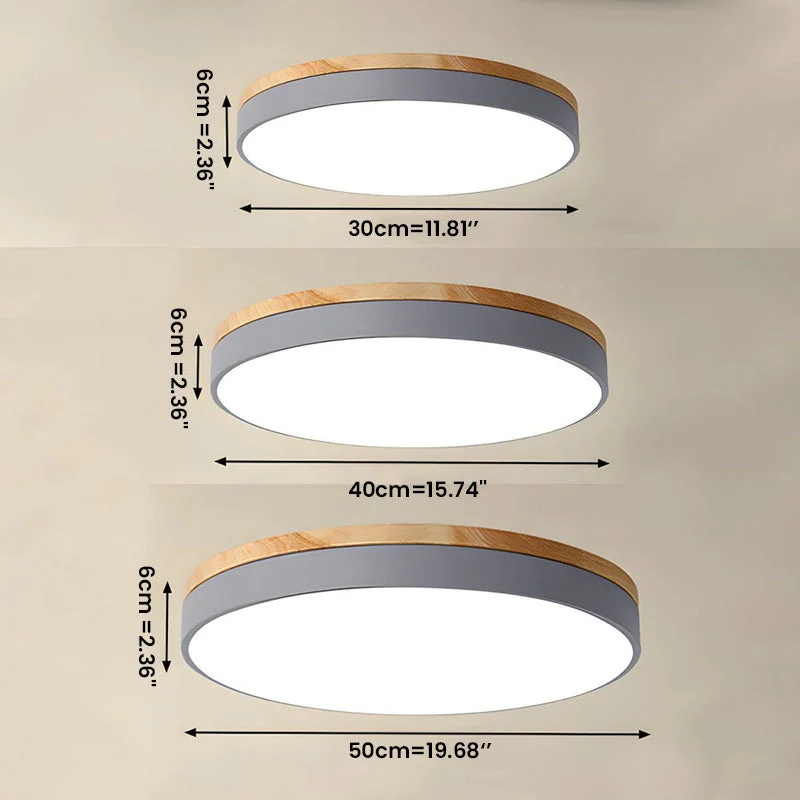 Plafondlamp Hout Rond LED met Acryl – Dimbaar Warm Licht Scandinavisch Design Woonkamer Slaapkamer 30cm 40cm 50cm 60cm | Sansoti