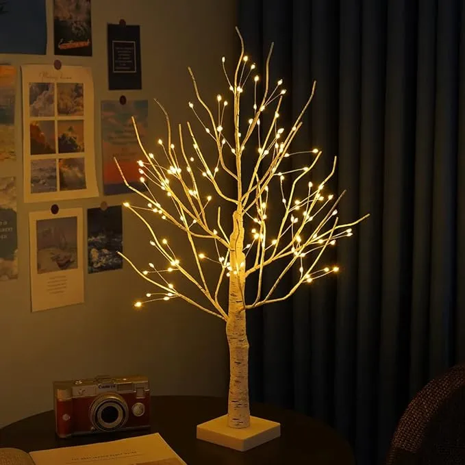 Decoratieve LED Berkenboom 60cm Warm Wit Licht voor Slaapkamer en Woonkamer | Sansoti