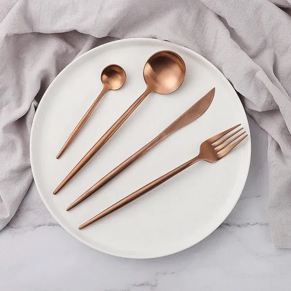 24-Delig Bestekset Roestvrij Staal met Titanium Coating – Modern Design voor Dagelijks Gebruik of Speciale Gelegenheden | Sansoti
