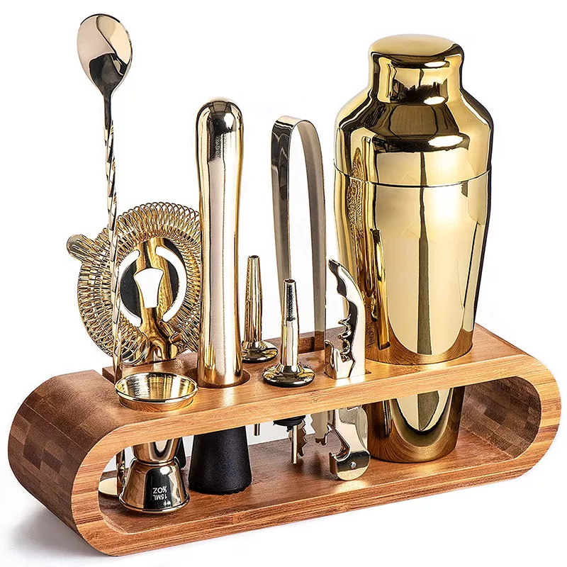 Professionele Barset 10-delig Metallic Cocktailshaker met Accessoires voor Thuisbar en Mixology | Sansoti