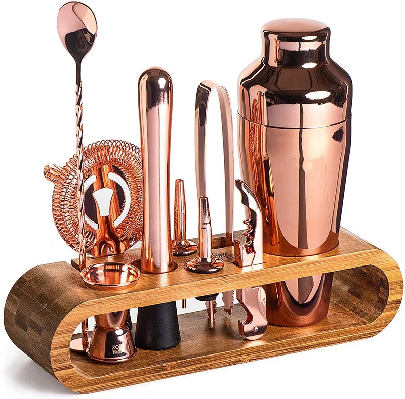 Professionele Barset 10-delig Metallic Cocktailshaker met Accessoires voor Thuisbar en Mixology | Sansoti