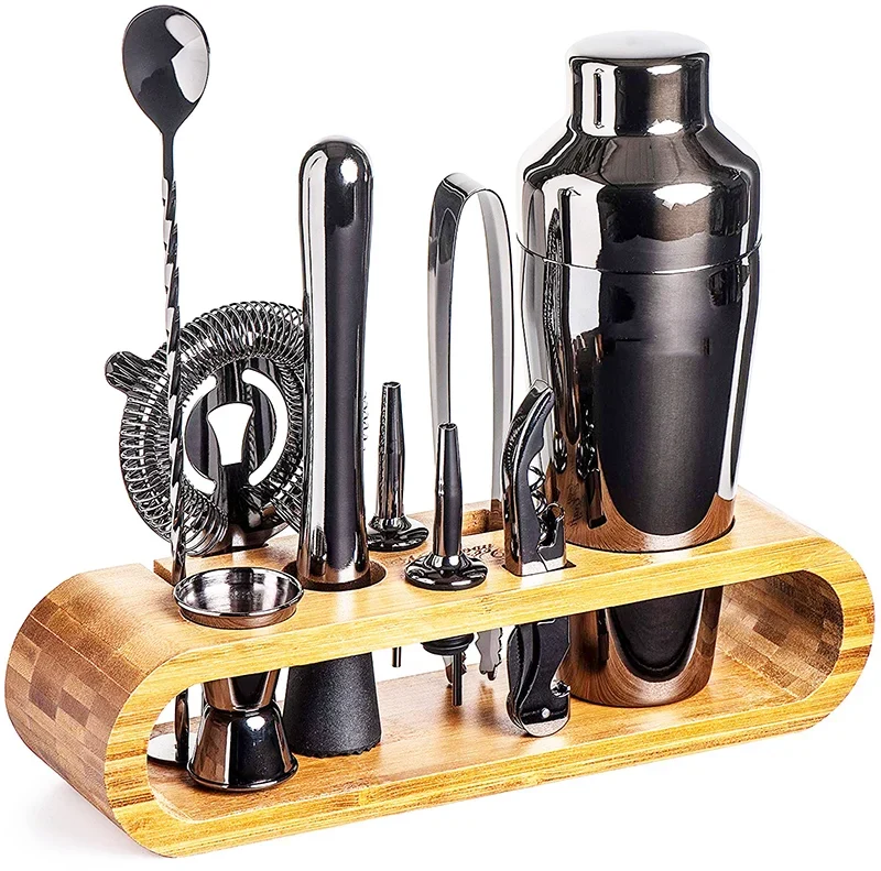 Professionele Barset 10-delig Metallic Cocktailshaker met Accessoires voor Thuisbar en Mixology | Sansoti