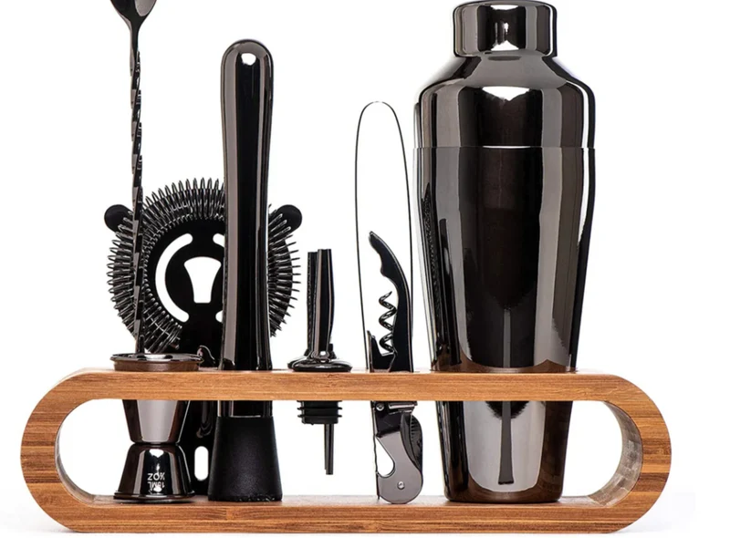 Professionele Barset 10-delig Metallic Cocktailshaker met Accessoires voor Thuisbar en Mixology | Sansoti