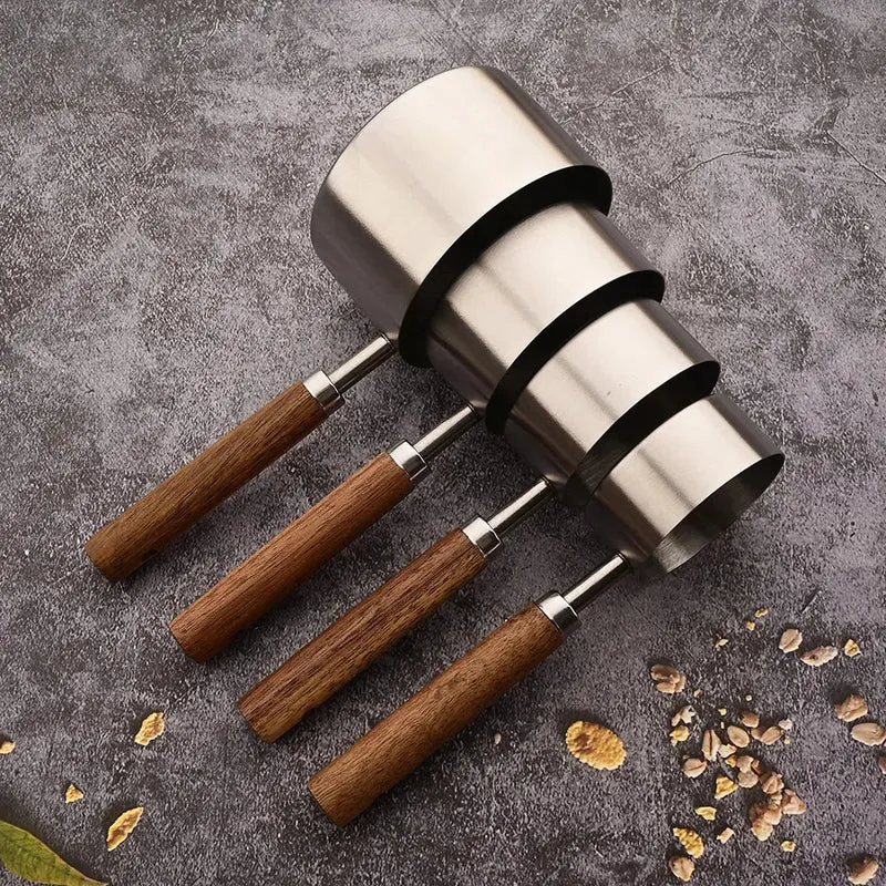 Maatlepelset 8-Delig RVS met Houten Handvat - Nestbaar Keukengerei voor Bakken en Koken | Sansoti