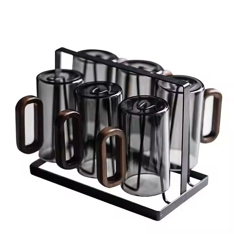Glazen Beker met Houten Handvat – Hittebestendig Borosilicaatglas voor Thee, Koffie, Sap – Scandinavische Keuken Drinkglas | Sansoti