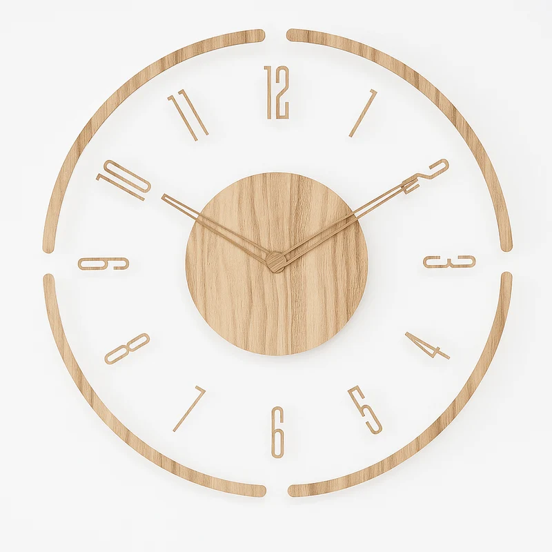 Stille Wandklok Hout Scandinavisch Design 35cm Geluidsarm Kwarts Natuurlijke Woonkamer Slaapkamer Kantoor | Sansoti