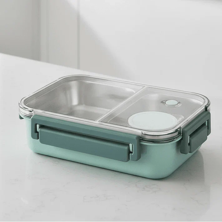 Geïsoleerde Warmhoudcontainer voor Warme Maaltijden – Lekvrij Deksel – Compacte Lunchbox – 2 of 3 Vakken – Roestvrij Staal Thermosblik | Sansoti