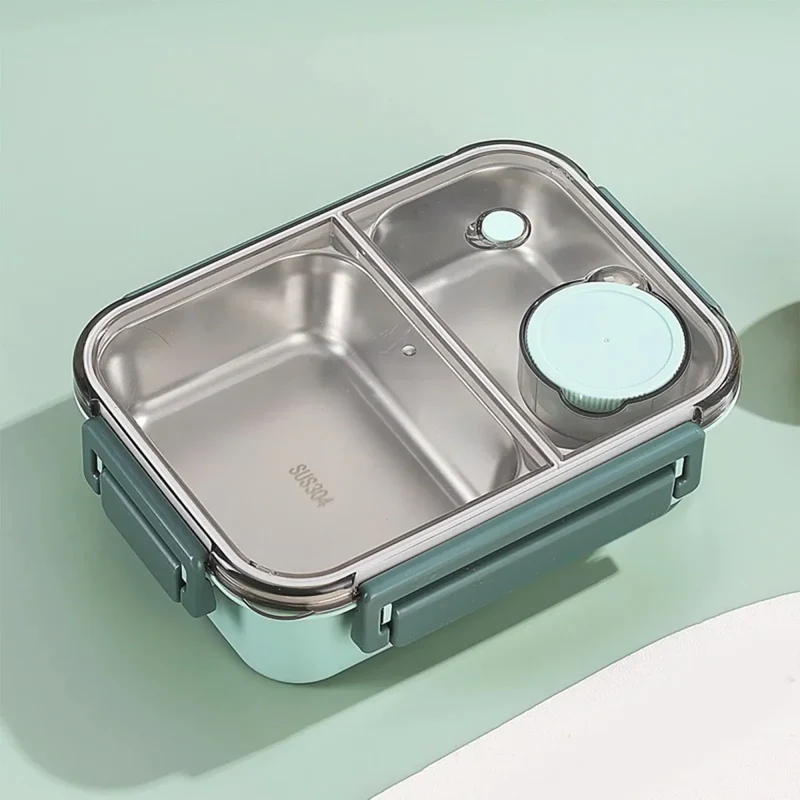 Geïsoleerde Warmhoudcontainer voor Warme Maaltijden – Lekvrij Deksel – Compacte Lunchbox – 2 of 3 Vakken – Roestvrij Staal Thermosblik | Sansoti