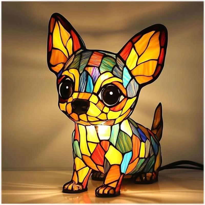 LED Nachtlampje Hond Beeldje 15 cm USB – Decoratieve Hondenrassen Sfeerlamp voor Slaapkamer Bureau Kinderkamer | Sansoti