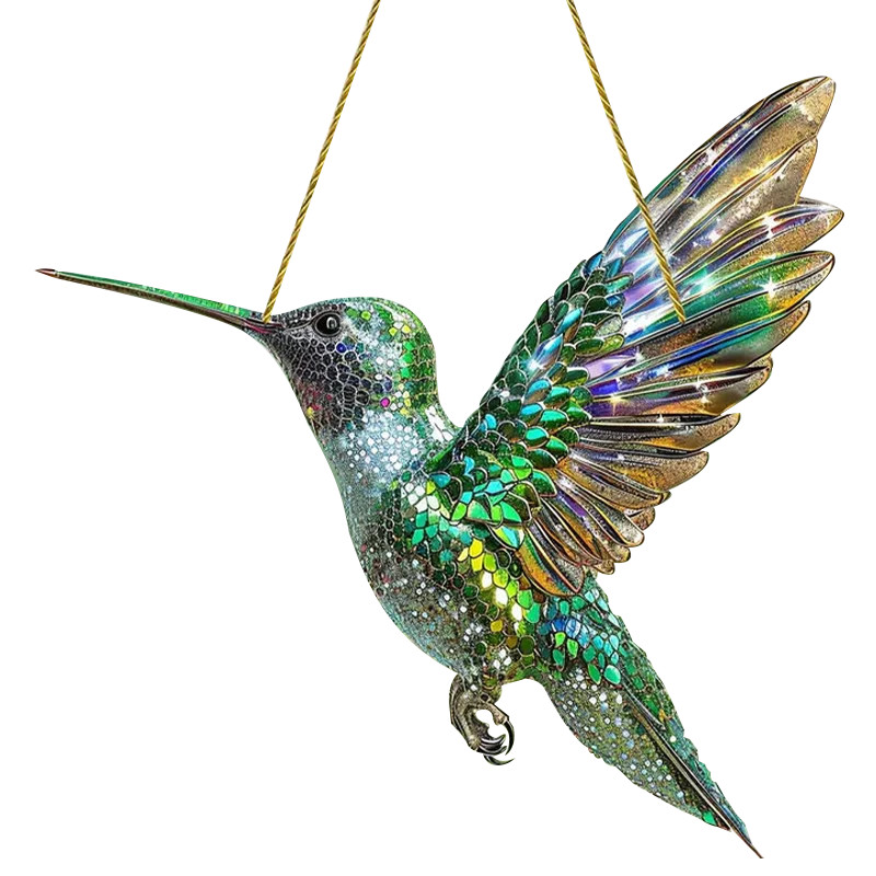 Decoratieve Kolibrie Zonnevanger 20x20cm Gekleurd Acryl Raamhanger Vogelmotief Prisma Effect Tuindecoratie | Sansoti