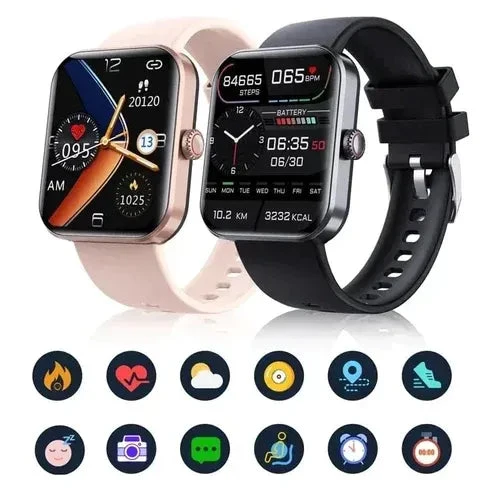 Slimme Multifunctionele Sporthorloge met Hartslagmeter en Slaaptracking - Zwart/Roze - Waterdicht Fitness Horloge voor Actieve Levensstijl | Sansoti