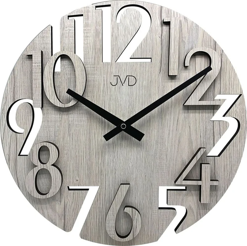 JVD Wanduhr 40 cm Ø Holz • Geräuschloses Quarzwerk • Modernes Design