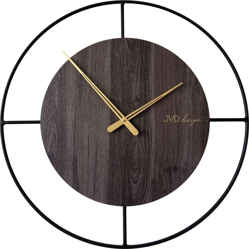 JVD Wanduhr 60 cm Ø Holz • Geräuschloses Quarzwerk • Modernes Design