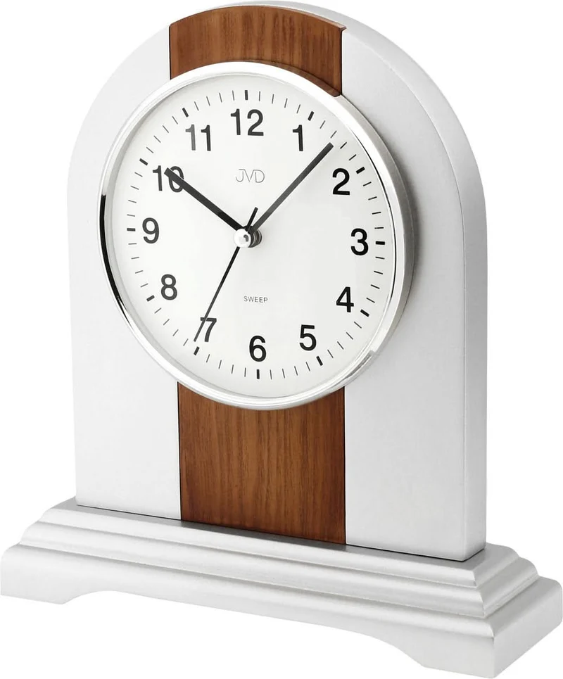 JVD Tischuhr 24x21,6 cm Holz • Leises Quarzwerk • Elegantes Design