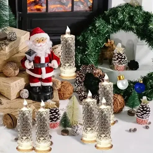 LED Kristallen Kaarsen Set – 4 Stuks met Sprankelend Licht voor Feestelijke Sfeer | Sansoti