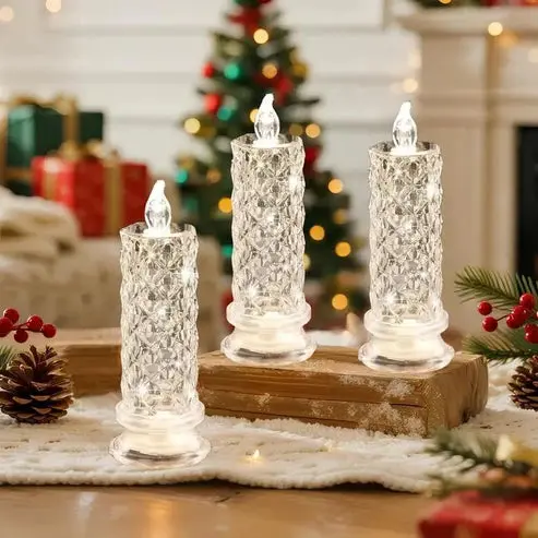 LED Kristallen Kaarsen Set – 4 Stuks met Sprankelend Licht voor Feestelijke Sfeer | Sansoti