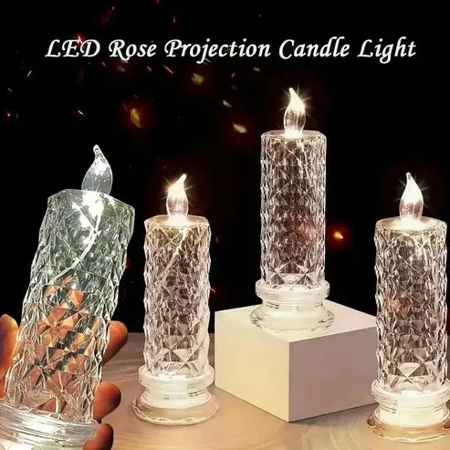 LED Kristallen Kaarsen Set – 4 Stuks met Sprankelend Licht voor Feestelijke Sfeer | Sansoti