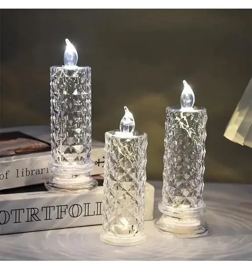 LED Kristallen Kaarsen Set – 4 Stuks met Sprankelend Licht voor Feestelijke Sfeer | Sansoti