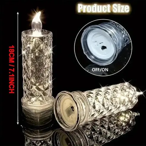 LED Kristallen Kaarsen Set – 4 Stuks met Sprankelend Licht voor Feestelijke Sfeer | Sansoti
