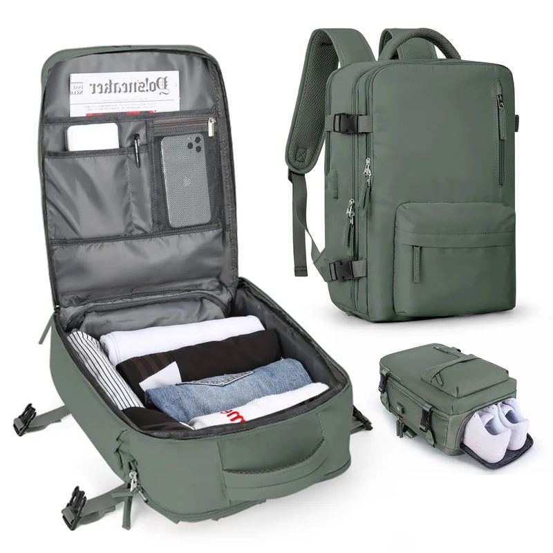 Waterdichte Dames Reistas 35L Multifunctionele Wandelrugzak met USB-Poort en Anti-Diefstal | Sansoti