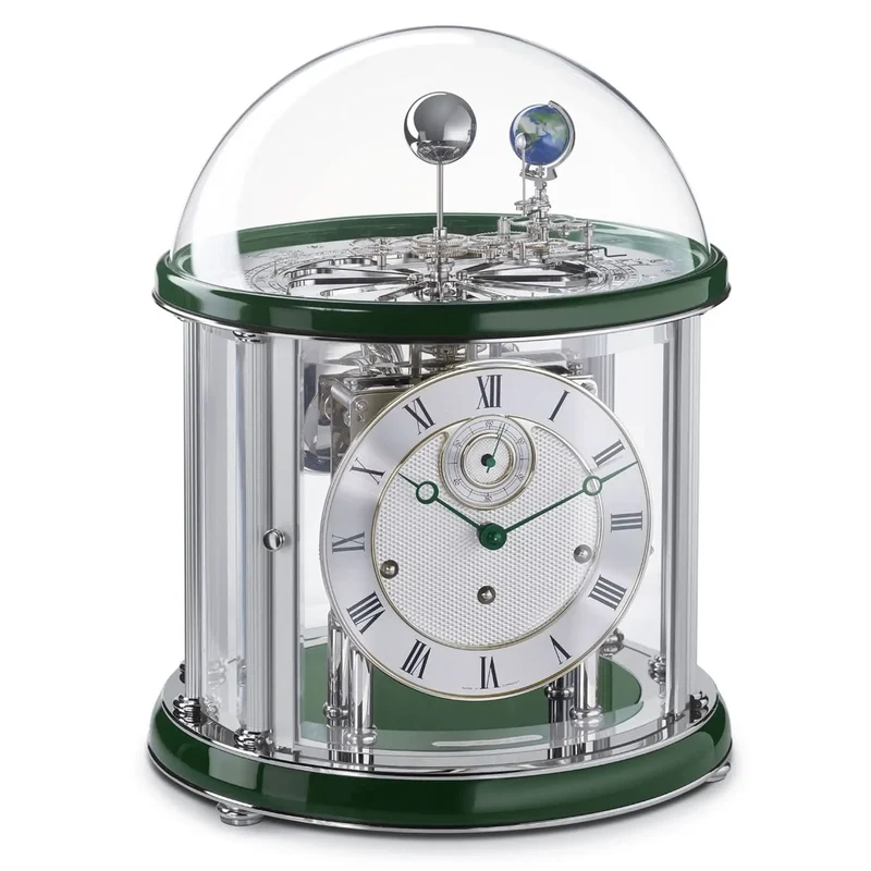 Hermle Tischuhr 29,2x28,9x28,9 cm Nickel • Astronomisches Uhrwerk • Präzise Mondphasenanzeige