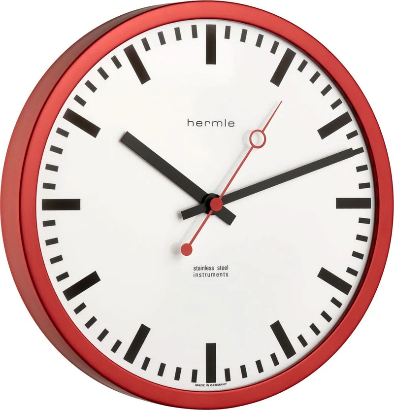 Hermle Wanduhr 30x30x5 cm Edelstahl • Modernes Design • Präzises Quarzuhrwerk