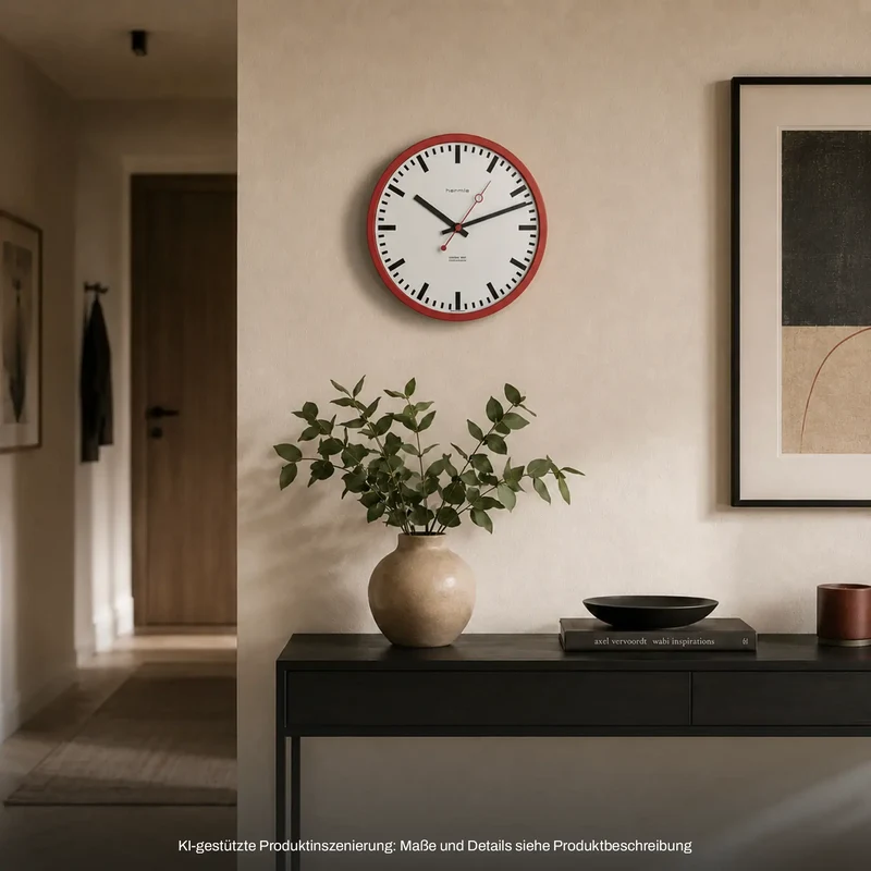 Hermle Wanduhr 30x30x5 cm Edelstahl • Modernes Design • Präzises Quarzuhrwerk