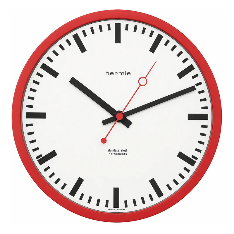 Hermle Wanduhr 30 cm Ø Edelstahl • Funkgesteuert • Zeitlos Elegant