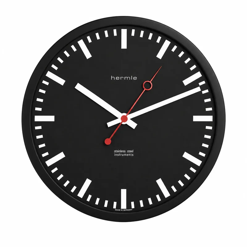 Hermle Wanduhr 30,5x30,5x5 cm Metall • Lautloses Quarzuhrwerk • Modernes Design