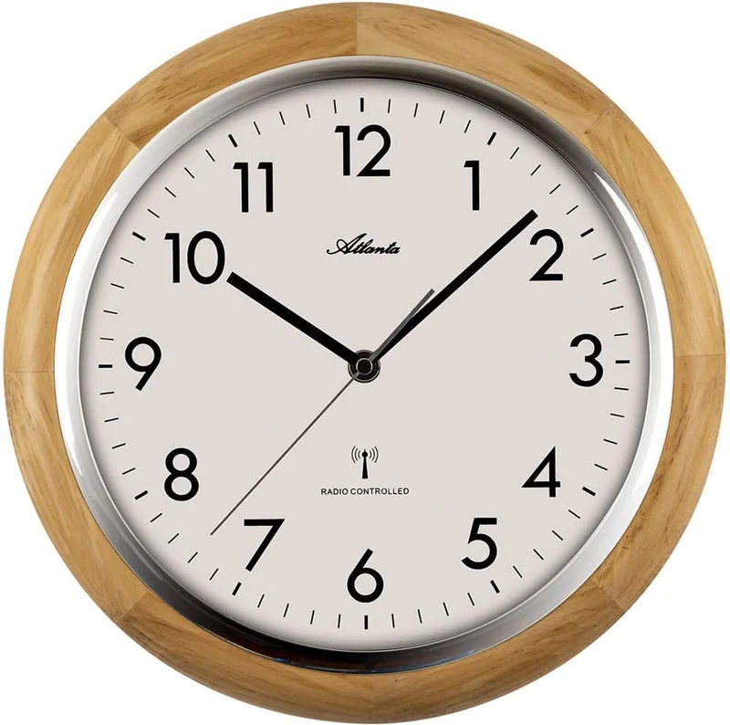 Atlanta Wanduhr Holz • Funkgesteuert • Edles Holzdesign