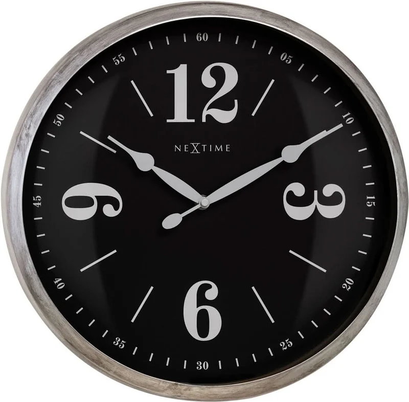 Nextime Wanduhr 39x39x8,3 cm Metall • Lautloses Quarzwerk • Zeitloses Design