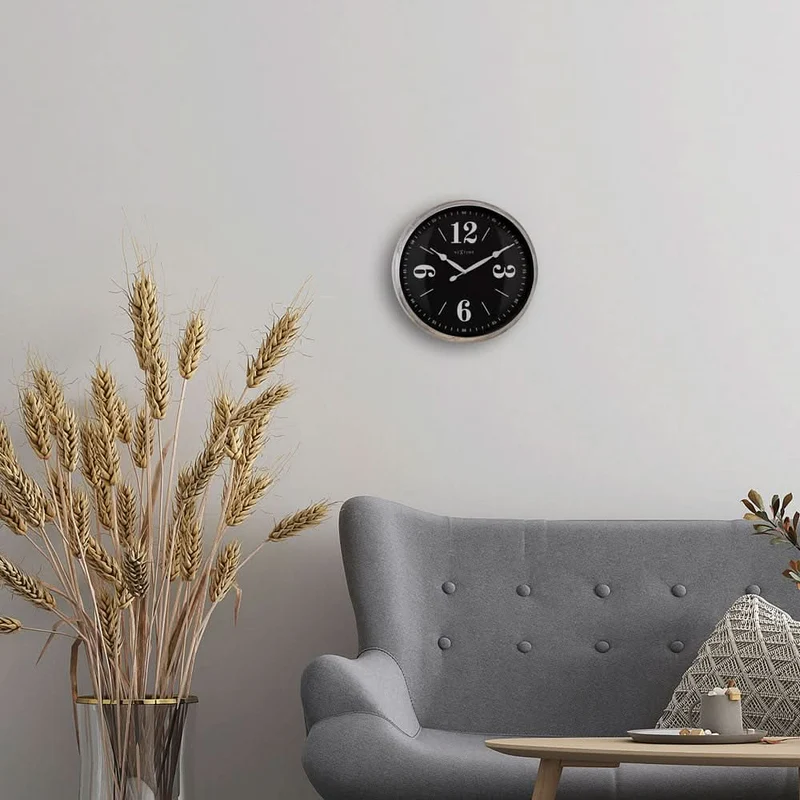 Nextime Wanduhr 39x39x8,3 cm Metall • Lautloses Quarzwerk • Zeitloses Design