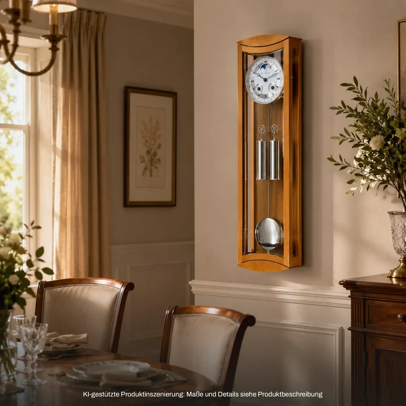 Hermle Wanduhr 70,5x22x11,5 cm Holz • Mechanisches Uhrwerk • Vollkalender & Mondphase