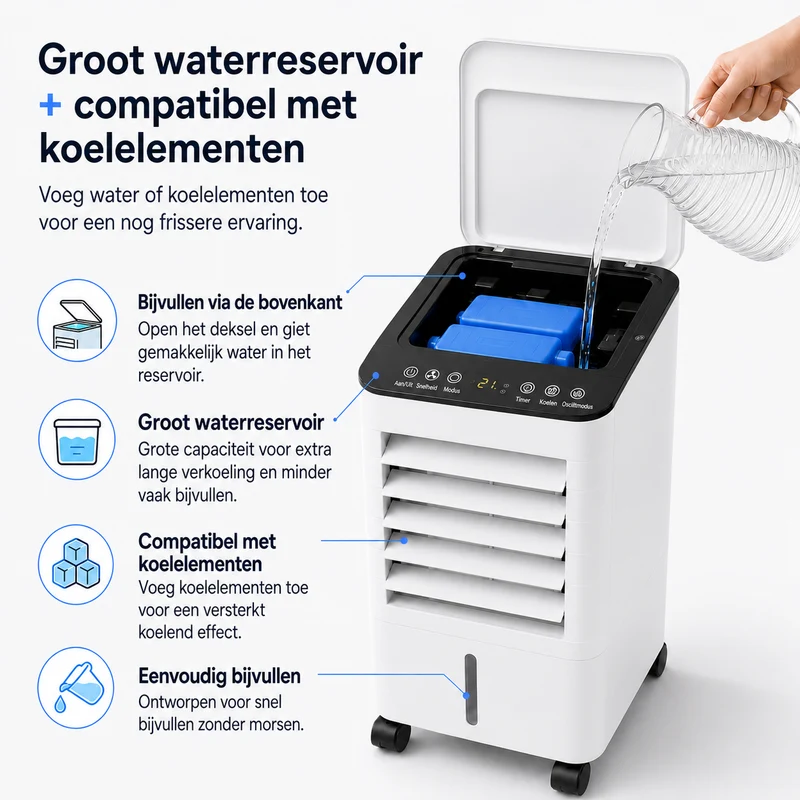 Draagbare Mobiele Aircooler 3-in-1 met 7L Watertank en Afstandsbediening – Energiezuinige Luchtbevochtiger met Timer voor Thuis en Kantoor | Sansoti