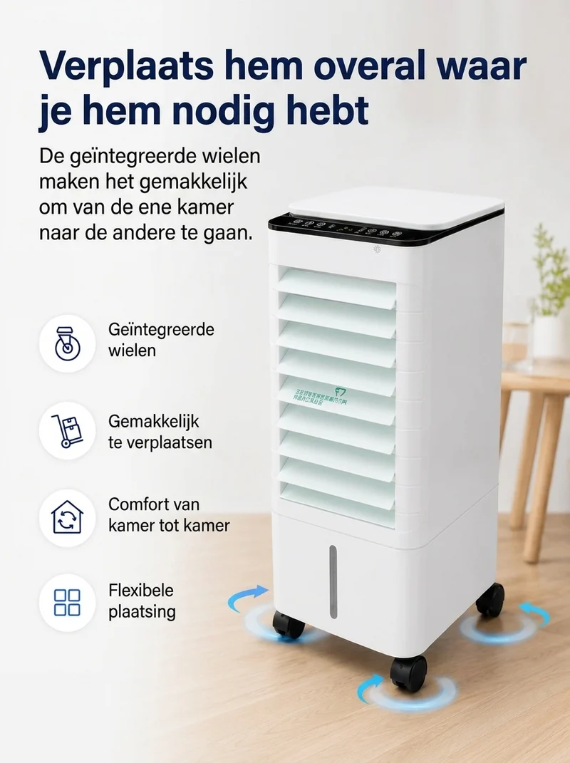 Draagbare Mobiele Aircooler 3-in-1 met 7L Watertank en Afstandsbediening – Energiezuinige Luchtbevochtiger met Timer voor Thuis en Kantoor | Sansoti