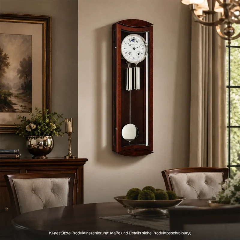 Hermle Wanduhr 70,5x22x11,5 cm Holz • Mechanisches Werk • Mondphase • Kalender